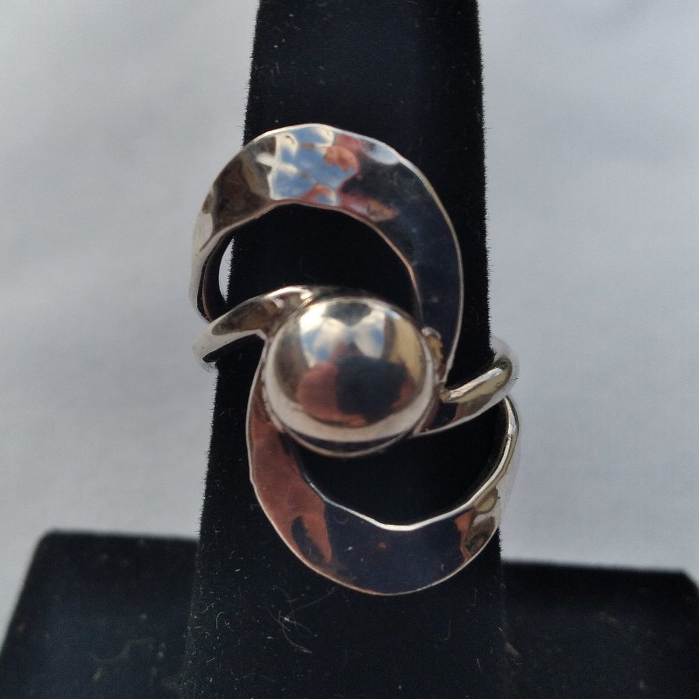 Unusual Stainless Steel Ring, Size 5